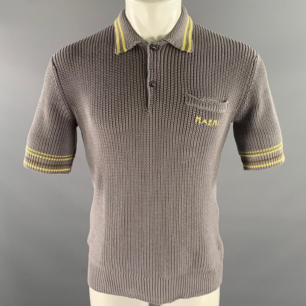 MARNI Size M Grey Yellow Knitted Polo